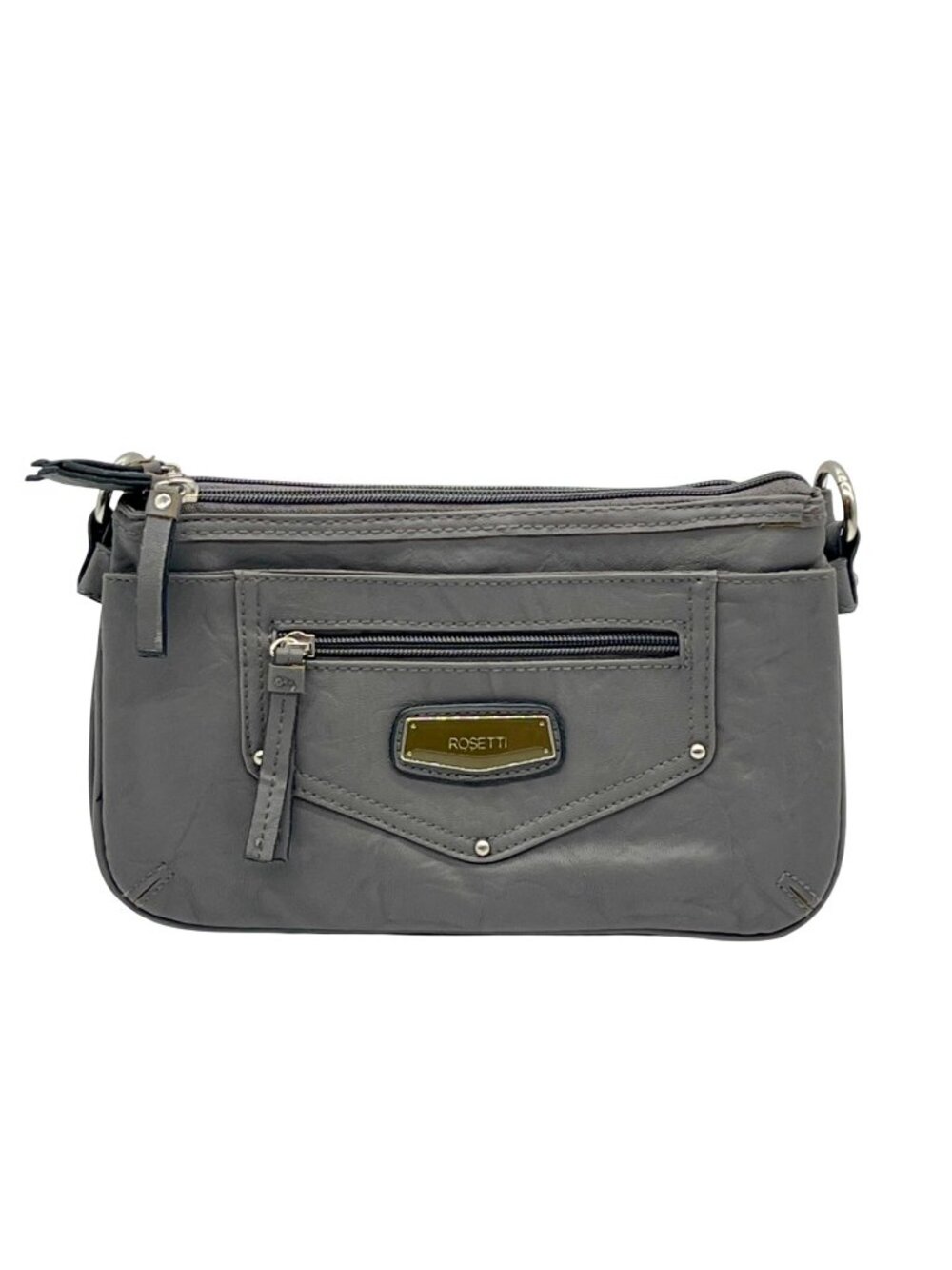 Rosetti Gray Faux Leather Crossbody Bag